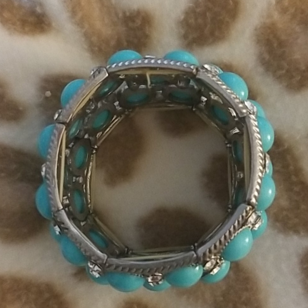 Chic turquoise and rhinestone bracelet - Picture 3 of 6